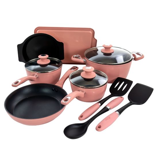 Picture of Oster Lynhurst 12-Piece Aluminum Cookware Set, Pink