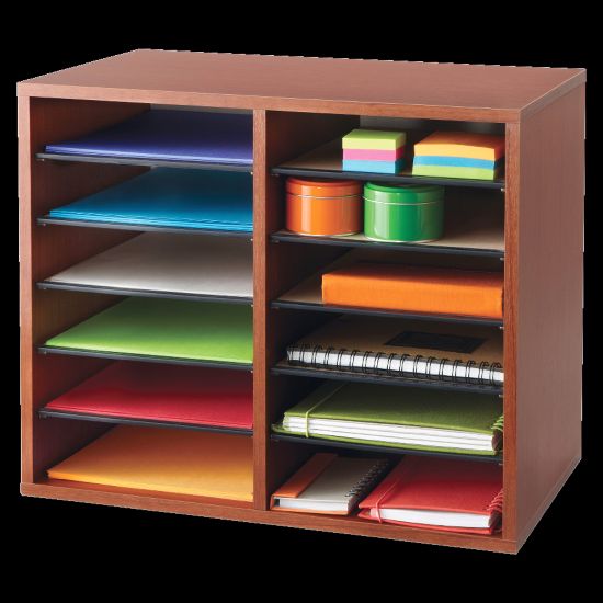 Picture of Safco Adjustable Literature Organizer, 9in x 11 1/2in x 2 3/8in, Cherry