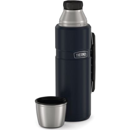 Picture of Thermos Stainless King Beverage Bottle 40Oz - 1.3 quart (1.2 L) - Vacuum - Midnight Blue, Blue, Matte Blue