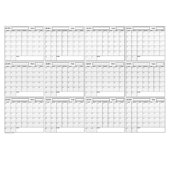 Picture of SwiftGlimpse Yearly Wall Calendar Planner, 36in x 48in, Black/White, Undated