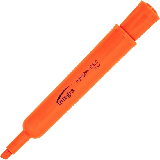 Picture of Integra Chisel Desk Liquid Highlighters - Chisel Marker Point Style - Fluorescent Orange - 1 Dozen