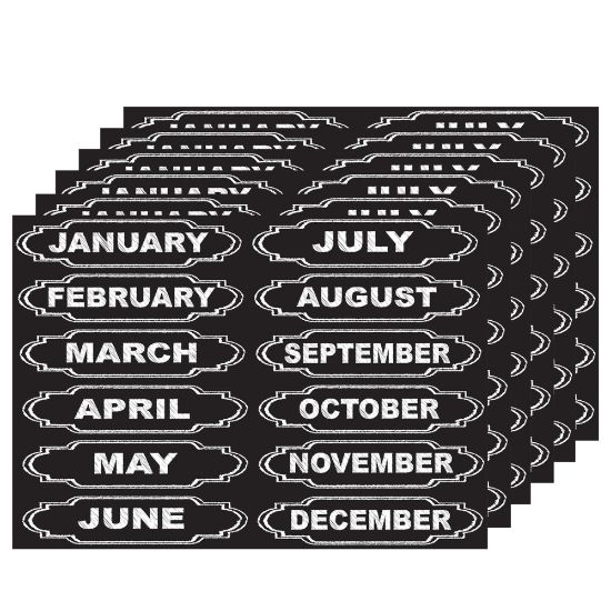 Picture of Ashley Productions Die-Cut Magnets, Chalkboard Calendar Months, 12 Magnets Per Pack, Set Of 6 Packs