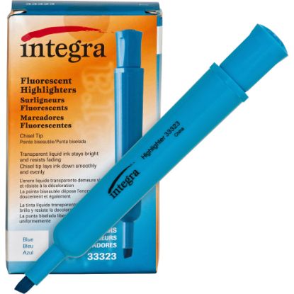 Picture of Integra Desk Chisel Highlighter, Fluorescent Blue, Pack Of 12