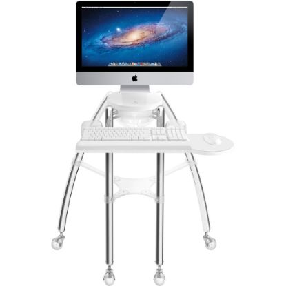 Picture of Rain Design iGo Desk for iMac 24-27in - Sitting model - 24in to 27in Screen Support - 30in Height x 29in Width x 30in Depth - Floor Stand - Polished Chrome - Silver