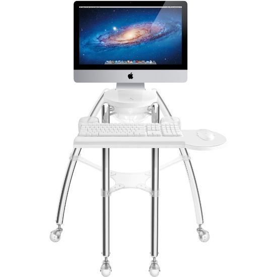 Picture of Rain Design iGo Desk for iMac 24-27in - Sitting model - 24in to 27in Screen Support - 30in Height x 29in Width x 30in Depth - Floor Stand - Polished Chrome - Silver