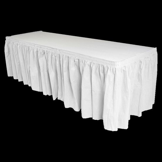 Picture of Genuine Joe Linen-Like Pleated Table Skirts, 14in x 29in, White