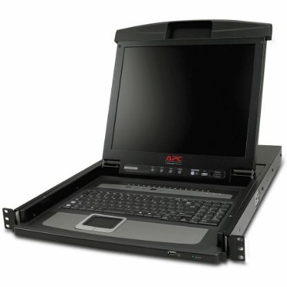 Picture of APC by Schneider Electric 17in Rack LCD Console with Integrated 16 Port Analog KVM Switch - 16 Computer(s) - 17in LCDPS/2 PortUSB - Keyboard - TouchPad - 120 V, 240 V AC Input Voltage - Black - TAA Compliant