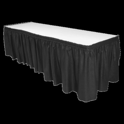 Picture of Genuine Joe Linen-Like Pleated Table Skirts, 14in x 29in, Black