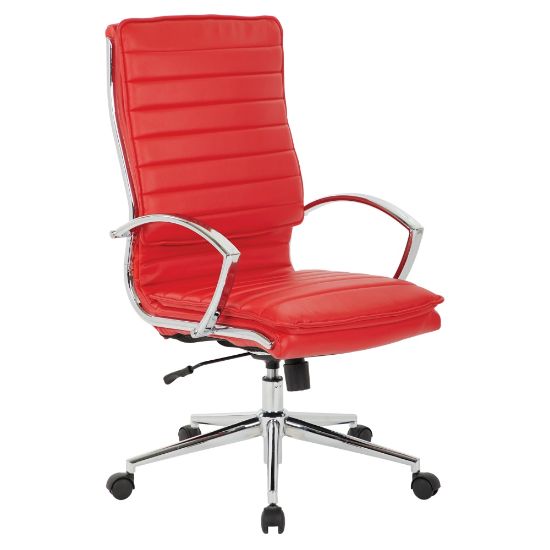 Picture of Office Star Pro-Line II SPX Bonded Leather High-Back Chair, Red/Chrome