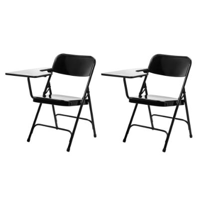 Picture of National Public Seating 5200 Series Tablet Arm Folding Chairs, Right Arm, Black, Pack Of 2 Chairs