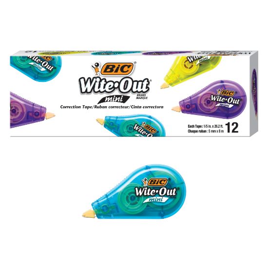 Picture of BIC Wite Out Mini Correction Tape, White, Pack Of 12 Dispensers