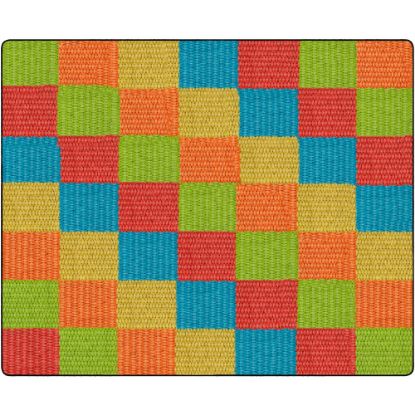 Picture of Flagship Carpets Basketweave Blocks Classroom Rug, 10 1/2ft x 13 3/16ft, Multicolor