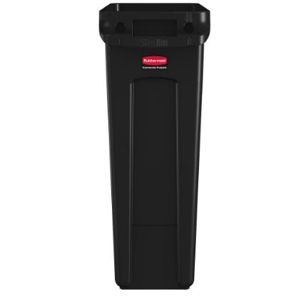 Picture of Rubbermaid Slim Jim Commercial Rectangular Plastic Waste Receptacle, 23 Gallons, 30inH x 22inW x 11inD, Black