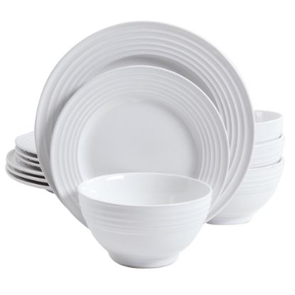 Picture of Gibson Home Plaza Cafe Dinnerware Set, White, Set Of 12