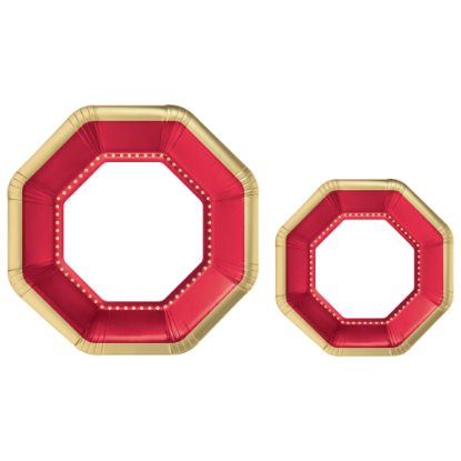 Picture of Amscan Octagonal Premium Plates, Apple Red, 20 Plates Per Pack, Case Of 2 Packs