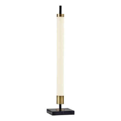 Picture of Adesso Piper LED Table Lamp, 30inH, Frosted Shade/Black Marble And Antique-Brass Base