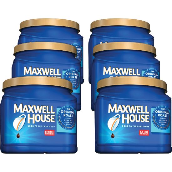 Picture of Maxwell House Original Ground Canister Coffee, Medium Roast, 30.6 Oz, Carton Of 6 Canisters