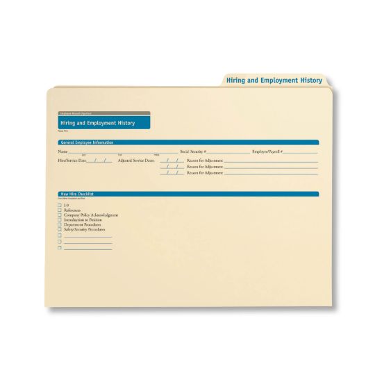 Picture of ComplyRight Hiring/Employment History Folders, 12in x 9 1/2in, Manila, Pack Of 25