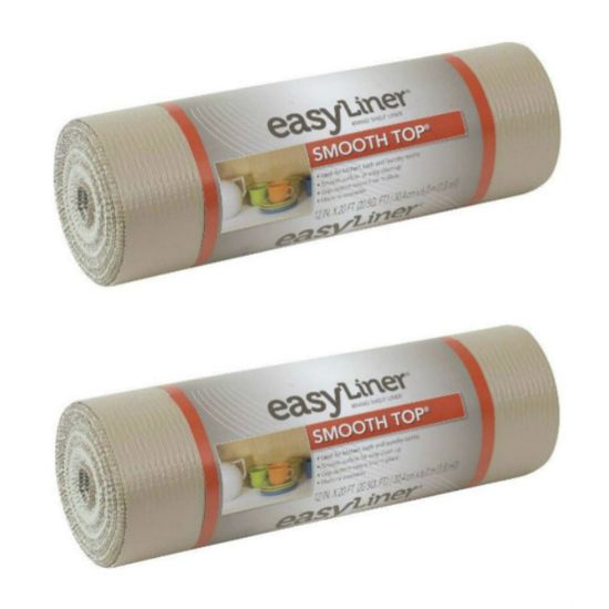 Picture of Duck Brand 854357 Smooth Top EasyLiner Non-Adhesive Shelf And Drawer Liner, 12in x 20ft, Taupe, Pack Of 2 Rolls