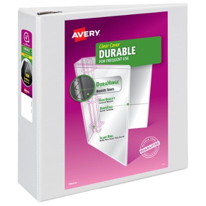 Picture of Avery Durable View 3 Ring Binder, 4in EZD Rings, White, 1 Binder