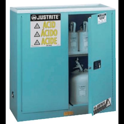 Picture of Blue Steel Safety Cabinets for Corrosives, Manual-Closing Cabinet, 30 Gallon