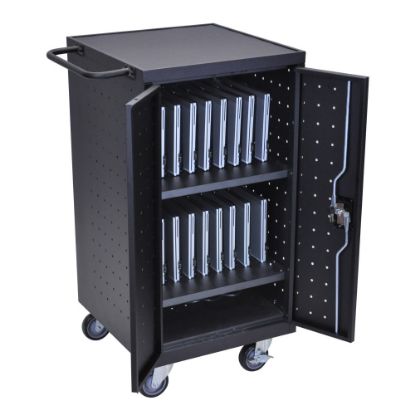 Picture of Luxor 18-Device 2-Shelf Charging Cart, 39inH x 25inW x 16inD, Black