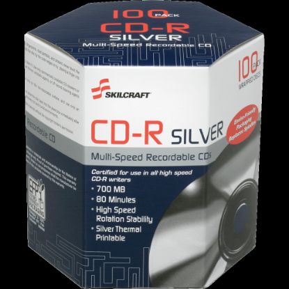 Picture of SKILCRAFT 52X CD-R Thermal Printable Media, 700 MB, 80 Minutes, Pack Of 100