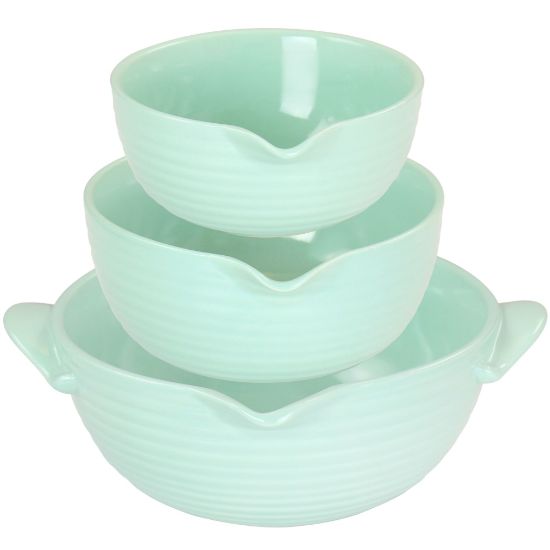 Picture of Martha Stewart 3-Piece Vintage Stoneware Prep Batter Bowl Set, Mint