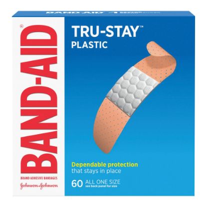 Picture of BAND-AID Brand TRU-STAY Plastic Strips Adhesive Bandages, All One Size, Box of 60