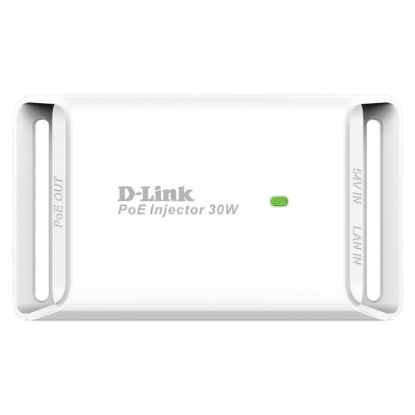 Picture of D-Link 1-Port Gigabit 802.3at PoE Injector - 54 V DC, 600 mA Output - 1 x 10/100/1000Base-T Input Port(s) - 1 x 10/100/1000Base-T Output Port(s) - 30 W