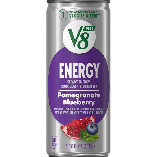 Picture of Campbells V8 +ENERGY Pomegranate Blueberry Energy Drinks, 8 Oz, Case Of 24 Drinks