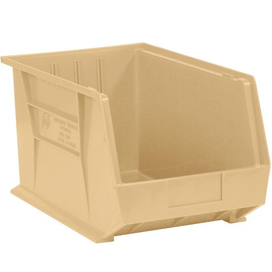 Picture of Partners Brand Plastic Stack & Hang Bin Boxes, Medium Size, 10 3/4in x 8 1/4in x 7in, Ivory, Pack Of 6