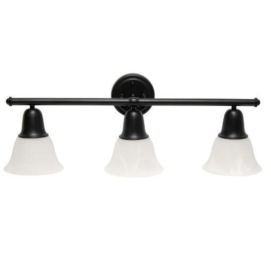 Picture of Lalia Home Essentix 3-Light Wall Mounted Vanity Light Fixture, 26-1/2inW, Alabaster White/Black