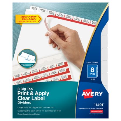 Picture of AveryIndex Maker Big Tab Clear Label Dividers, 8-Tab Set