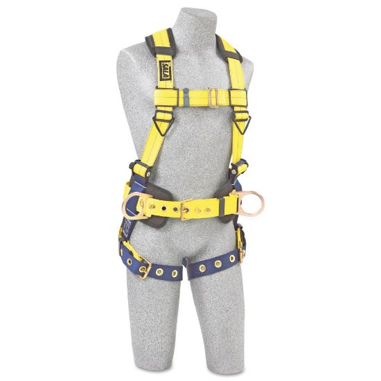 Picture of DBI-SALA Delta No-Tangle Harness, 2 Waist D-Rings/Back D-Ring, Large, Navy/Yellow