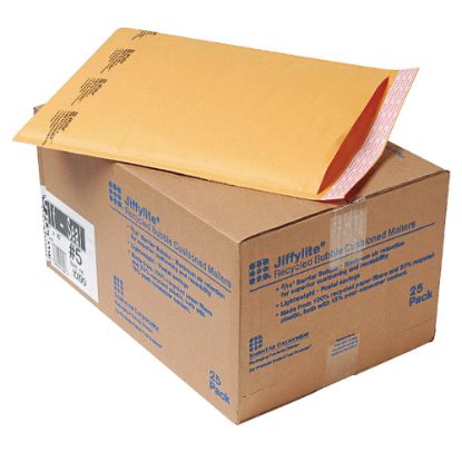 Picture of Sealed Air Jiffylite Self-Seal Bubble Mailers, Size #5, 10 1/2in x 16in, 100% Recycled, Satin Gold, Pack Of 25