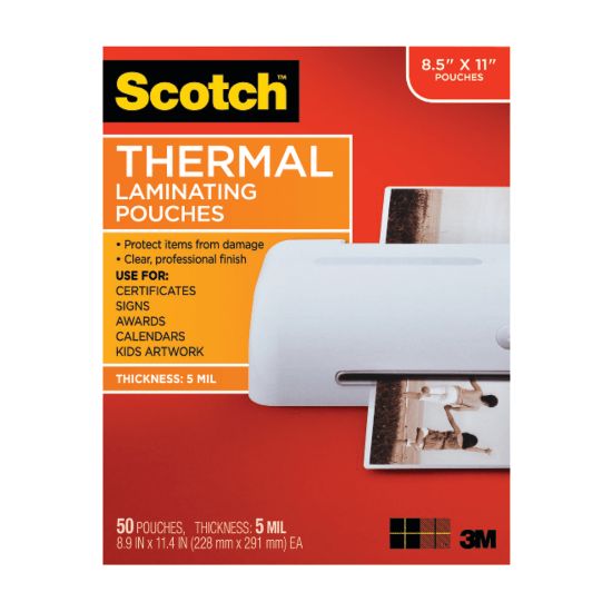 Picture of Scotch Thermal Laminating Pouches, 8 15/16in x 11 7/16in, Clear, Pack Of 50 Sheets, TP5854-50