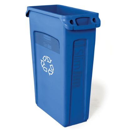 Picture of Rubbermaid Commercial Slim Jim Recycle Waste Container, 23-Gallons, Blue