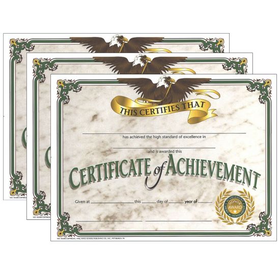 Picture of Hayes Certificates, 8-1/2in x 11in, Achievement, Eagle, 30 Certificates Per Pack, Set Of 3 Packs