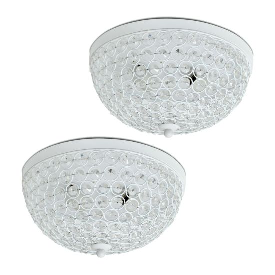 Picture of Lalia Home Crystal Glam 2-Light Ceiling Flush-Mount Lights, White/Crystal, Pack Of 2 Lights