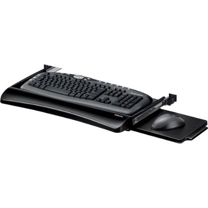 Picture of Fellowes Office Suites Underdesk Keyboard Tray, Black/Silver