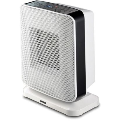 Picture of Optimus Portable Oscillation Ceramic Heater w/ Thermostat & LED - Ceramic - Electric - Electric - 500 W to 1500 W - 2 x Heat Settings - 300 Sq. ft. Coverage Area - 1500 W - 120 V AC - 12.50 A - Portable - White