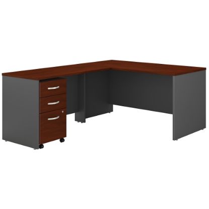 Picture of Bush Business Furniture 60inW L-Shaped Corner Desk With 3-Drawer Mobile File Cabinet, Hansen Cherry/Graphite Gray, Standard Delivery