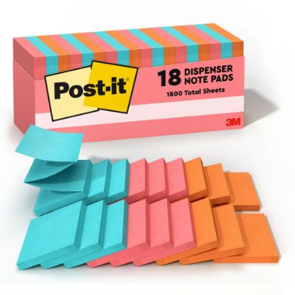 Picture of Post-it Pop Up Notes, 3 in x 3 in, 18 Pads, 100 Sheets/Pad, Back to School Supplies for Students, Sticky Notes for Textbooks and Notebooks, Clean Removal, Poptimistic Collection