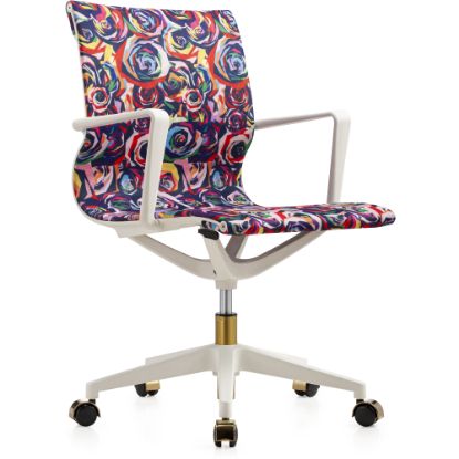 Picture of Raynor Elizabeth Sutton Wynwood Lost in Color Fabric Mid-Back Task Chair, Multi Rose/White/Gold