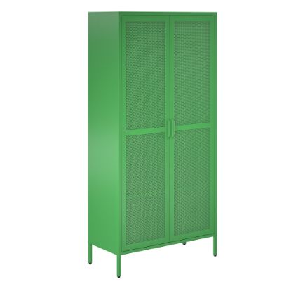 Picture of Ameriwood Home Novogratz Channing Tall 2-Door Mesh Metal Locker Cabinet, 72-13/16inH x 35-3/8inW x 15-3/4inD, Kelly Green