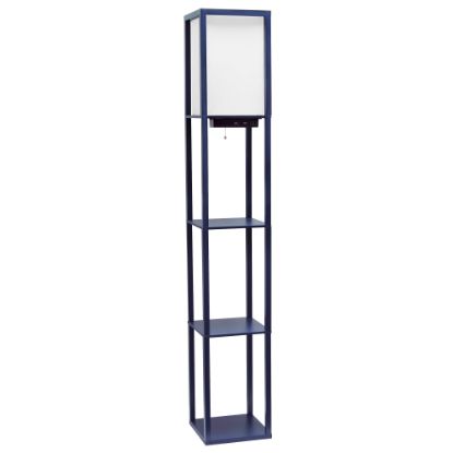 Picture of Simple Designs Etagere Organizer Floor Lamp, 62-1/2inH, White Shade/Navy Base