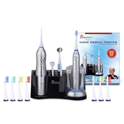 Picture of Pursonic Deluxe Home Dental Center Sonic Toothbrush With Oral Irrigator, 7inH x 1/2inW x 1/2inD, Black