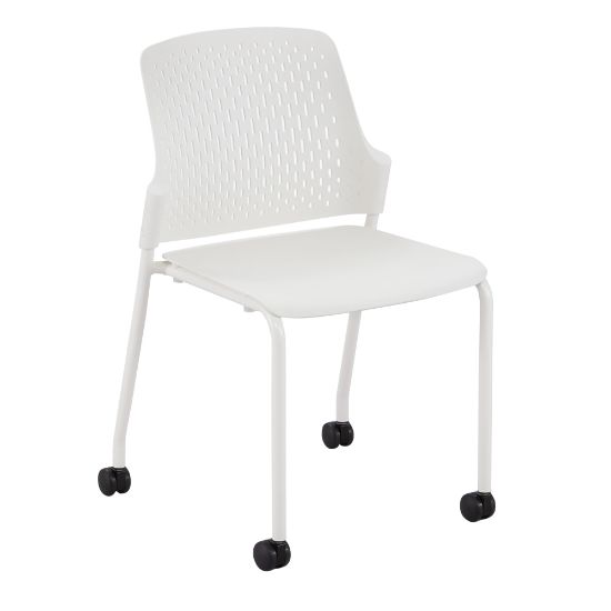 Picture of Safco Next Stack Chairs With Casters, White, Set Of 4 Chairs