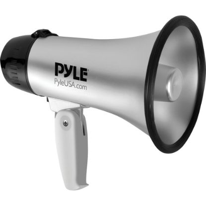 Picture of PylePro Compact & Portable Megaphone Speaker with Siren Alarm Mode, Battery Operated - Battery - Portable - Silver